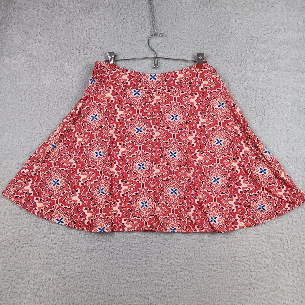 Renee C. Skirt A-Line Women L Red Medallion Print Stretch Lined 2055SK33P
